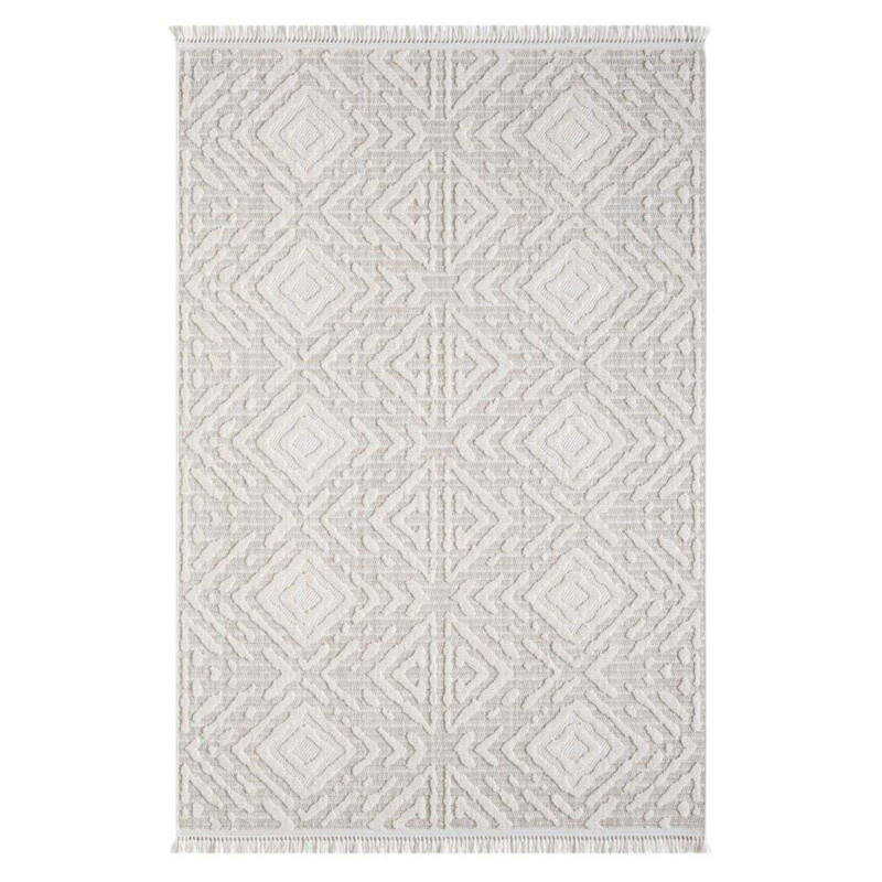 Tapis uni effet laine ethnique beige TANGER 26