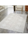 Tapis uni effet laine ethnique beige TANGER 26