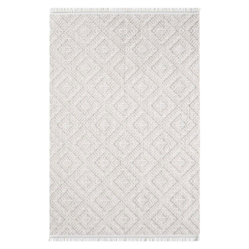 Tapis uni effet laine géométrique crème TANGER 27