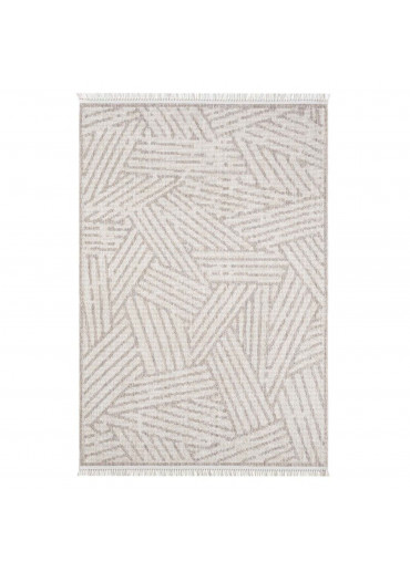 Tapis uni effet laine géométrique beige TANGER 61