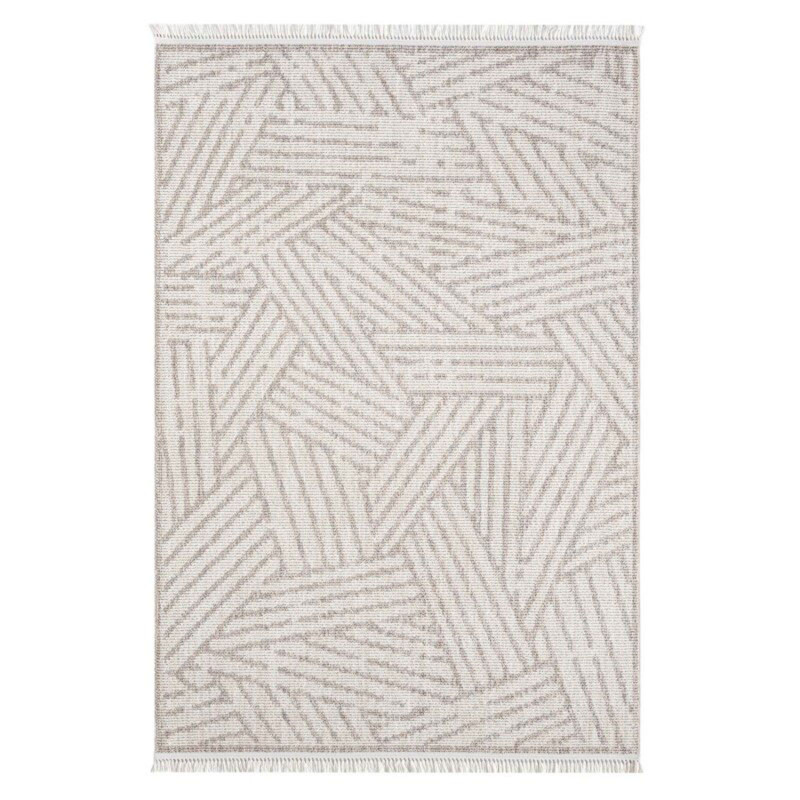 Tapis uni effet laine géométrique beige TANGER 61