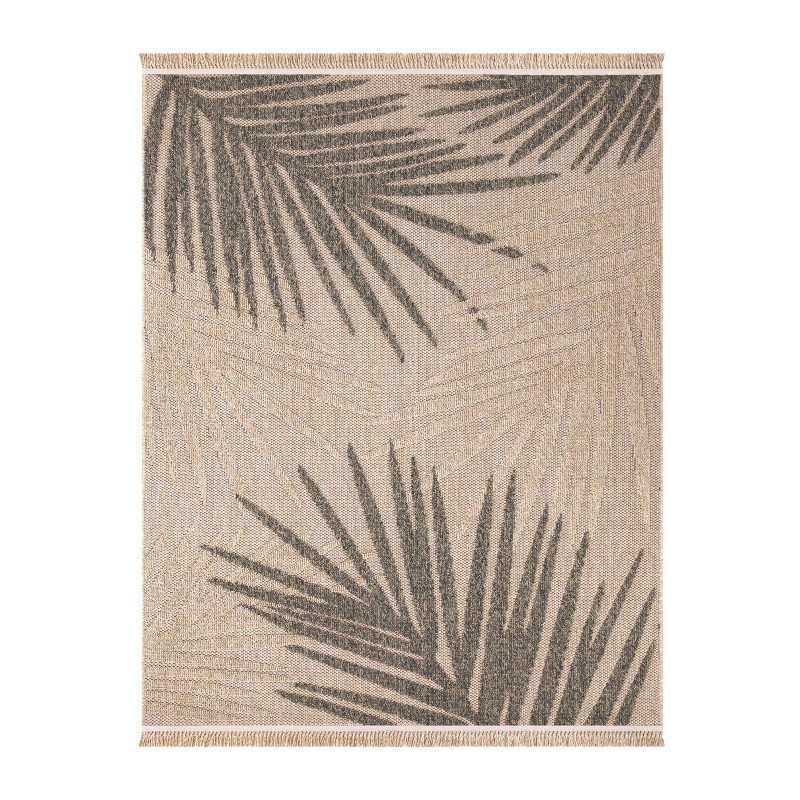 Tapis extérieur effet jute feuille CASSIS 91