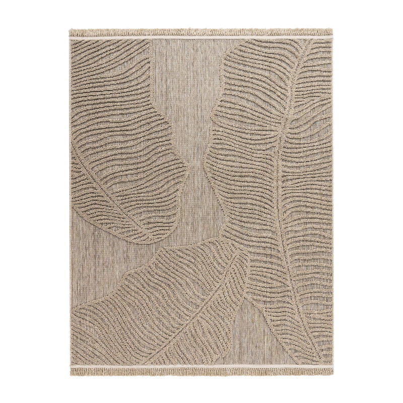 Tapis extérieur effet intérieur jute feuille beige CASSIS 96