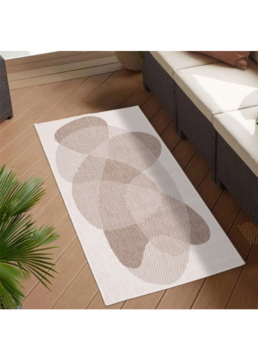 Tapis extérieur réversible abstrait beige - CALVI 35