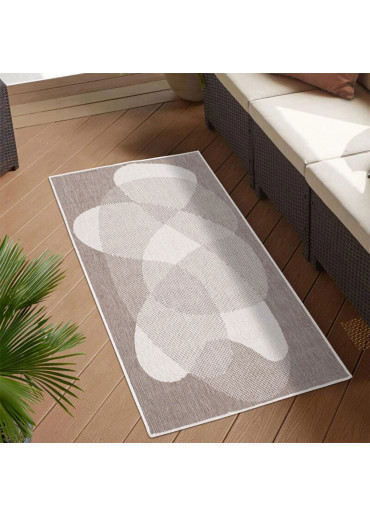 Tapis extérieur réversible abstrait beige - CALVI 35