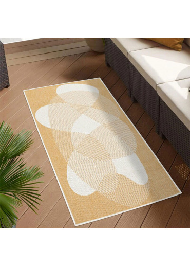 Tapis extérieur réversible abstrait jaune - CALVI 35