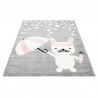 Tapis enfant Bubble lapin gris rose