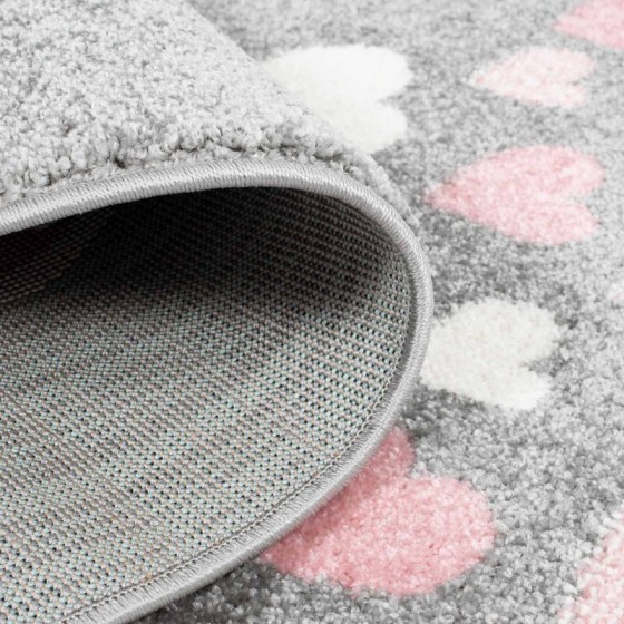 Tapis enfant Bubble lapin gris rose