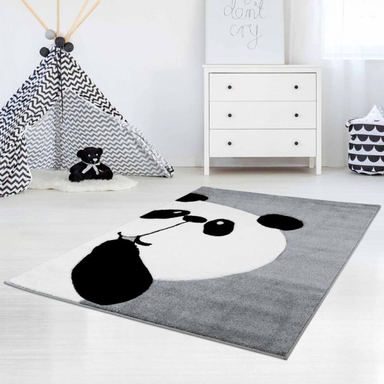 Tapis enfant Bueno panda gris