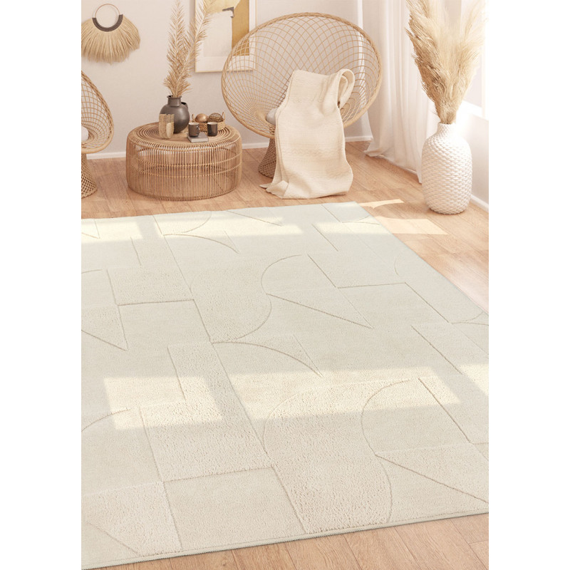 Tapis lavable abstrait crème - ROME 72