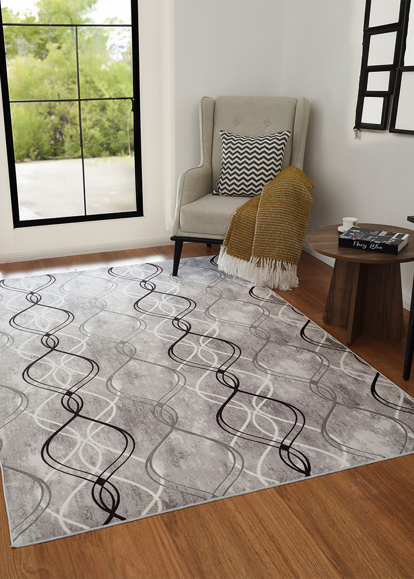 Tapis lavable à motifs gris - SOFT 39