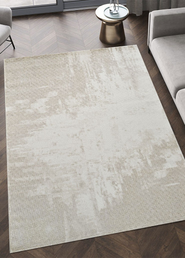 Tapis abstrait beige -...