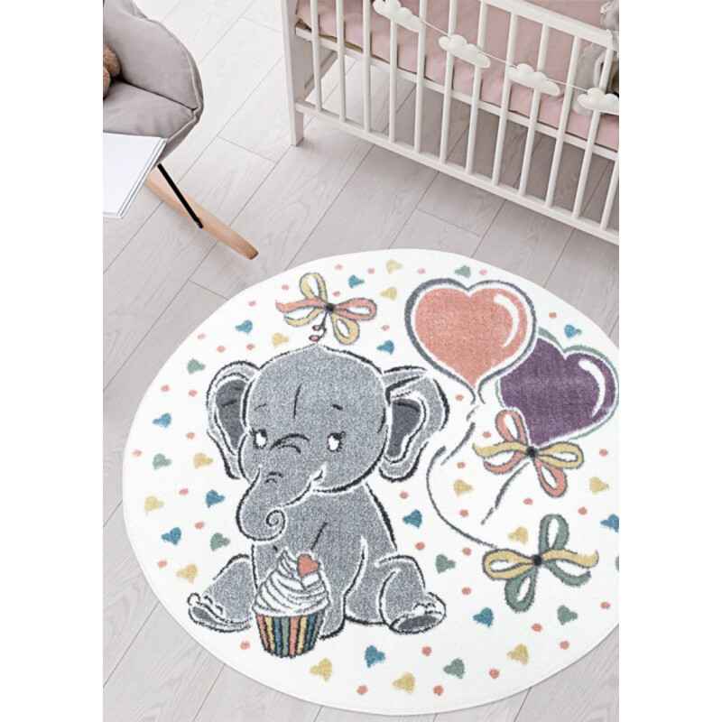 Tapis enfant éléphant crème - ANIME