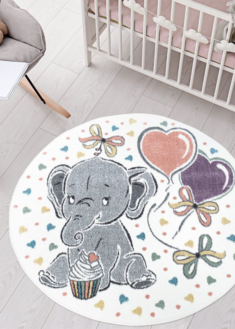 Tapis enfant éléphant crème - ANIME