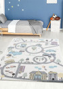 Tapis enfant circuit ville crème multicolore - ANIME