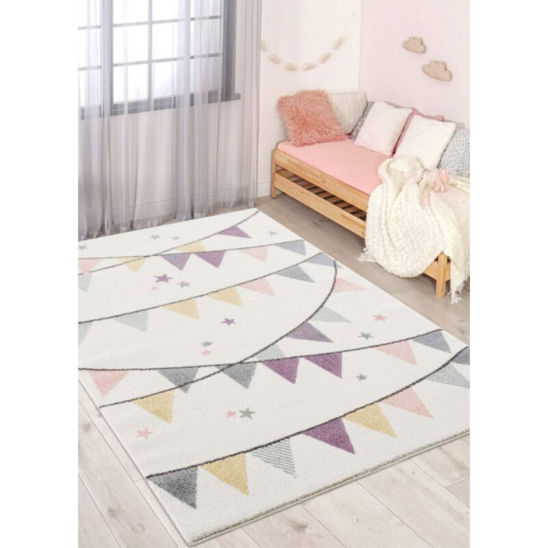 Tapis enfant drapeau crème multicolore - ANIME