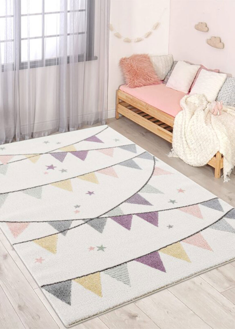 Tapis enfant drapeau crème multicolore - ANIME