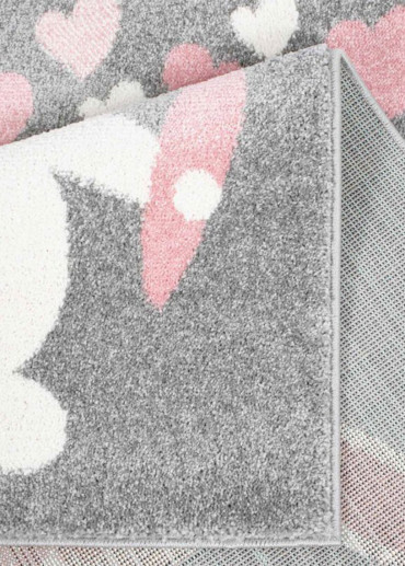 Tapis enfant lapin gris rose - BUBBLE enfants