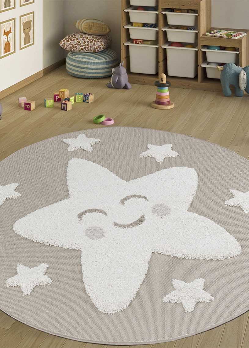 Tapis enfant étoile beige - LUNA Kids 09