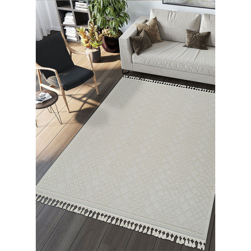 Tapis en coton berbère crème MILAS 02