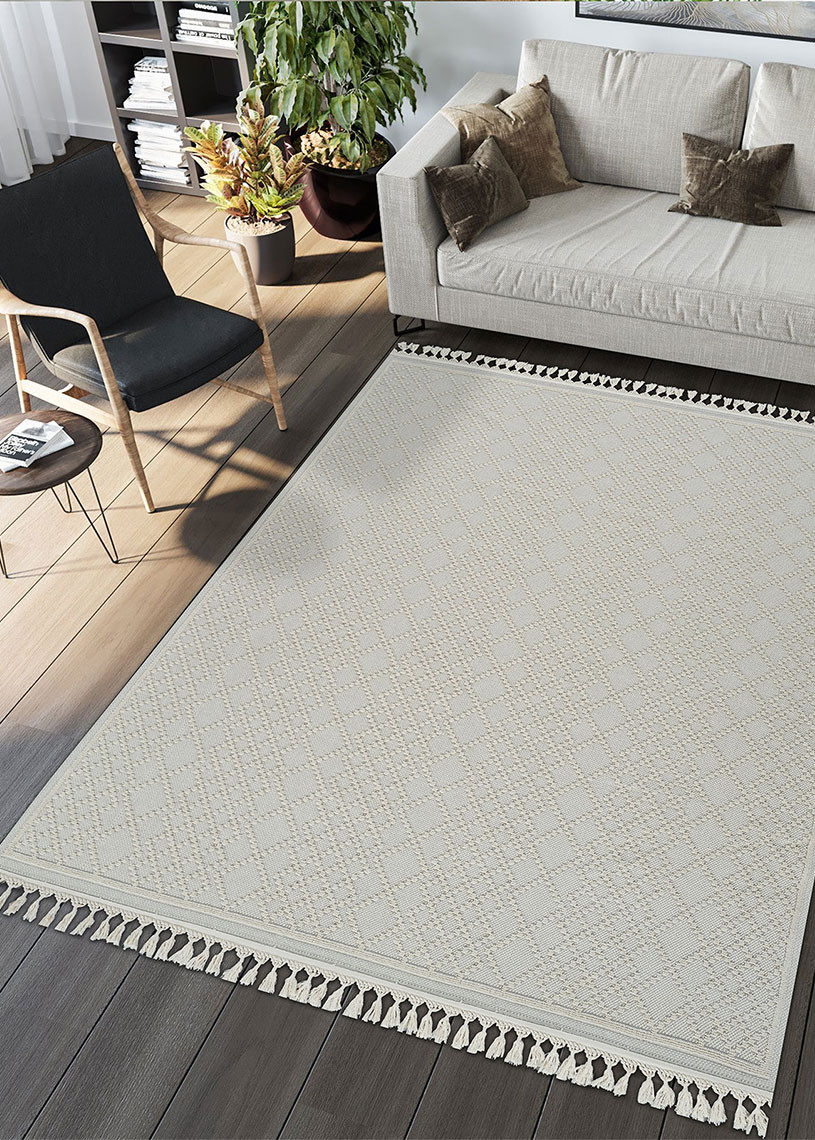 Tapis en coton berbère crème MILAS 02