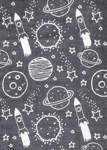 Tapis enfant galaxie gris -...