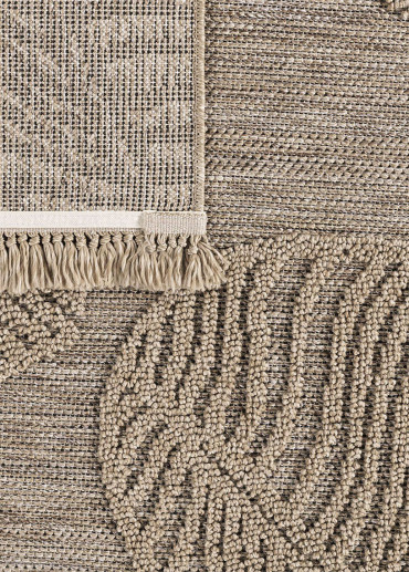 Tapis extérieur effet intérieur jute feuille beige CASSIS 96