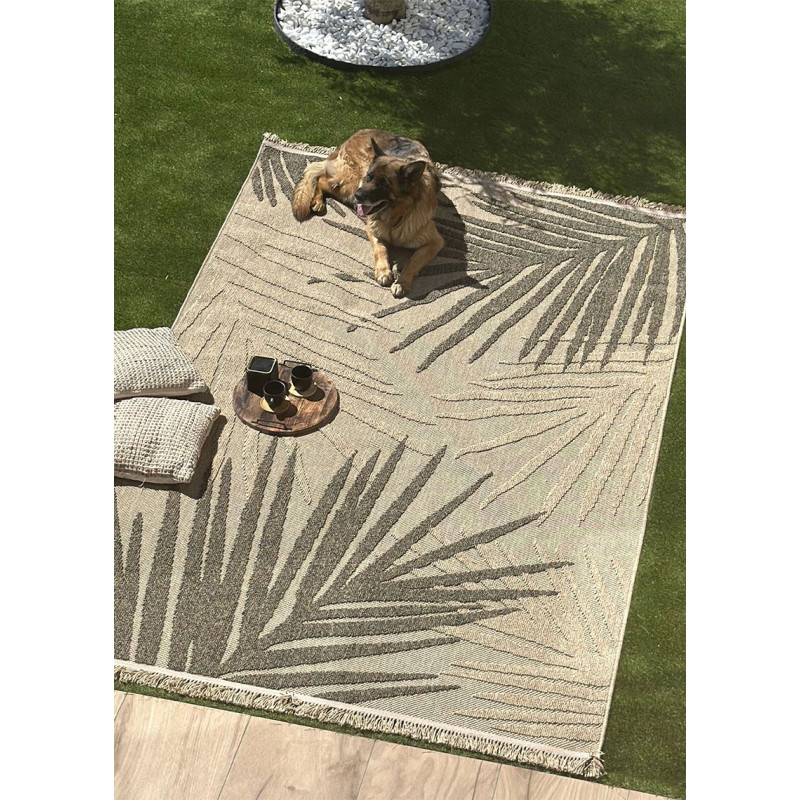 Tapis extérieur intérieur effet jute feuille CASSIS 91