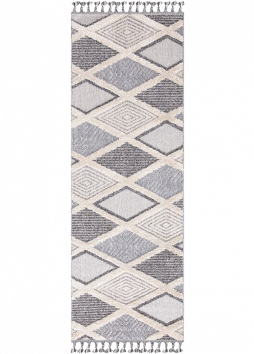 Tapis géométrique gris -...