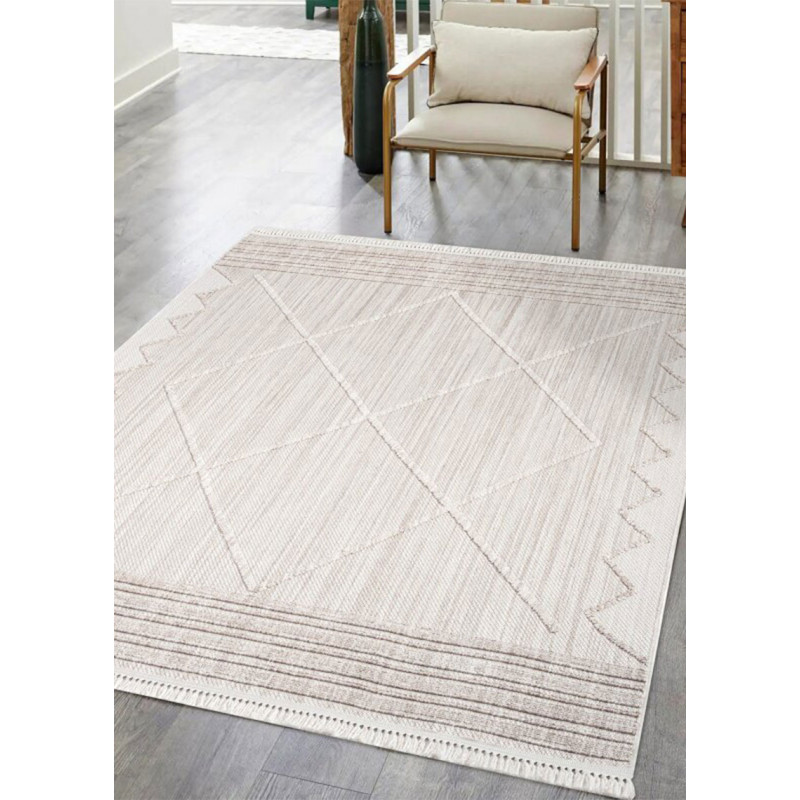 Tapis uni effet laine berbère beige TANGER 31