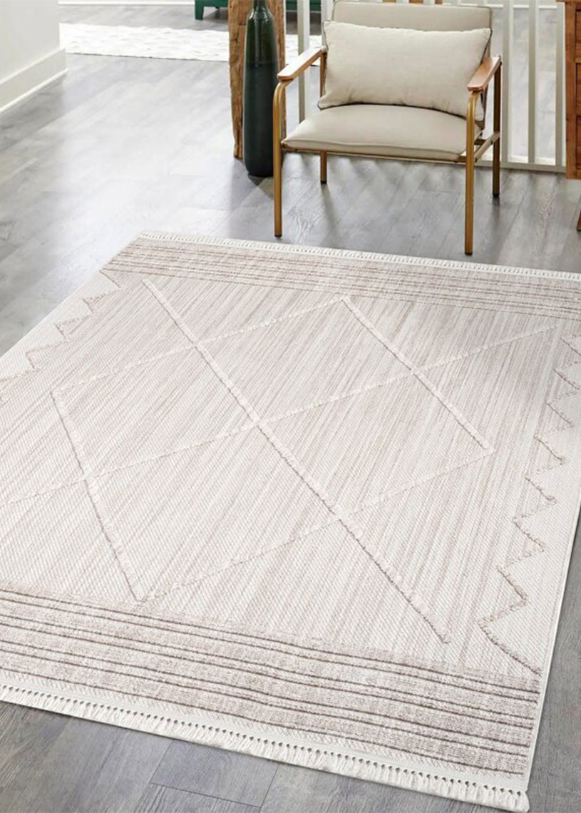 Tapis uni effet laine berbère beige TANGER 31