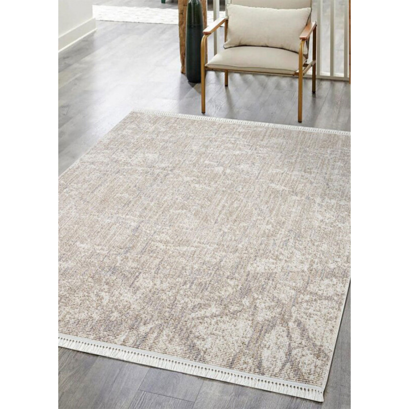 Tapis uni effet laine abstrait beige TANGER 50