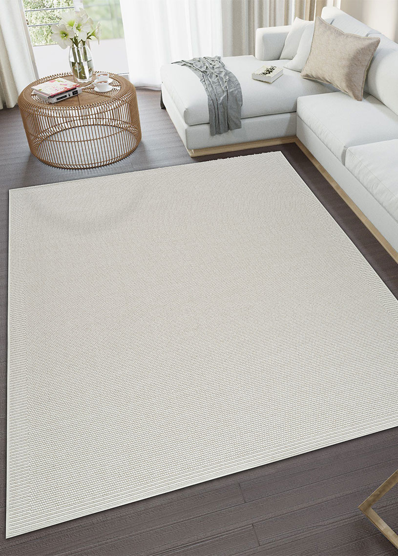 Tapis extérieur intérieur effet jute crème - KENZY 20