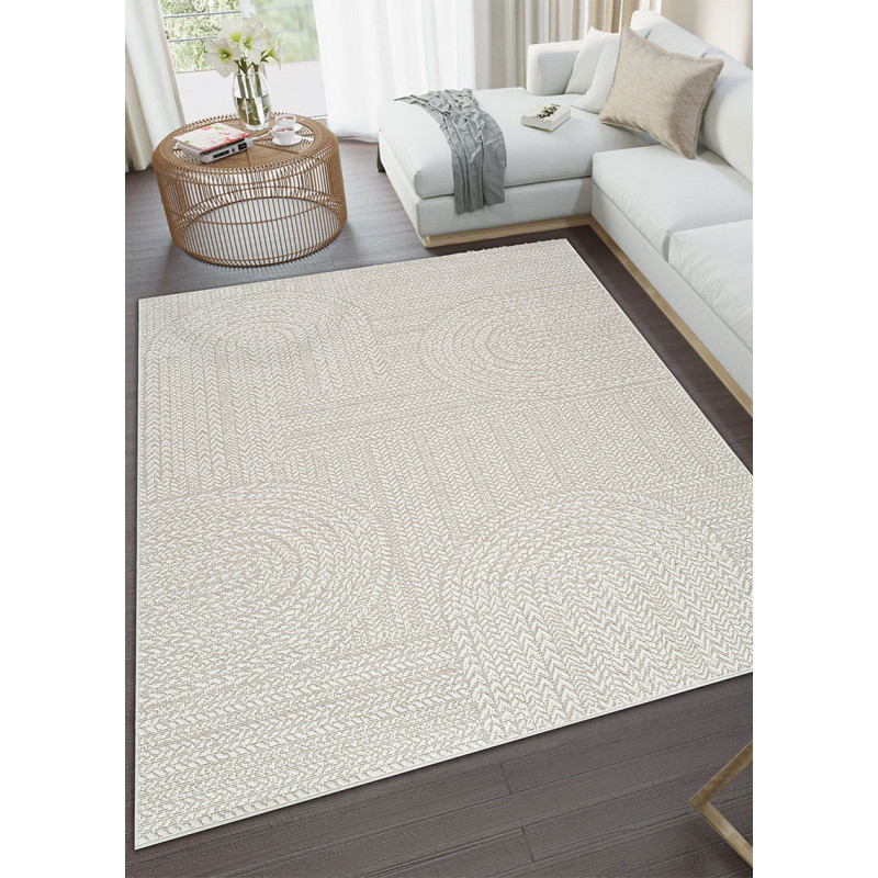 Tapis extérieur effet intérieur jute crème - KENZY 06