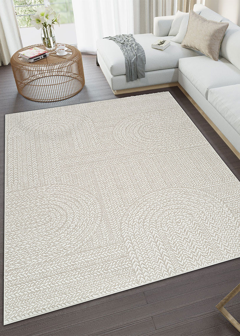 Tapis extérieur effet intérieur jute crème - KENZY 06