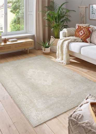 Tapis vintage crème -...