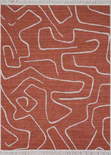 Tapis réversible terracotta crème géométrique COLORADO 01