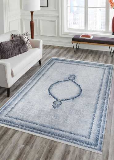 Tapis lavable oriental bleu...