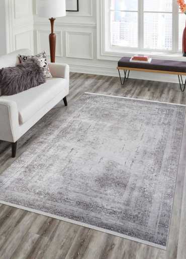 Tapis lavable vintage gris...