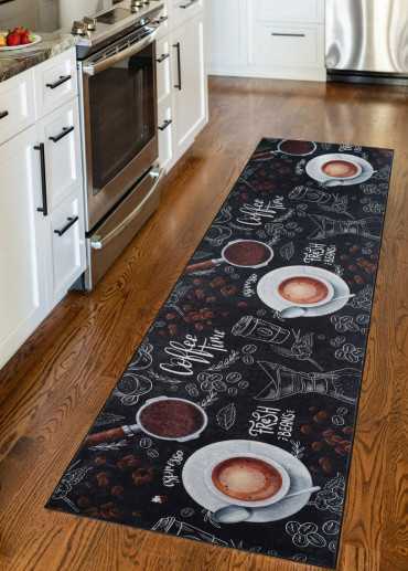 Tapis cuisine lavable noir...