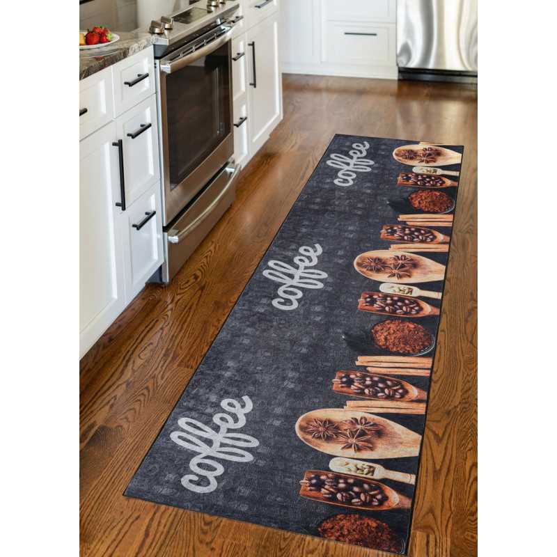 Tapis cuisine lavable gris café MIA 60