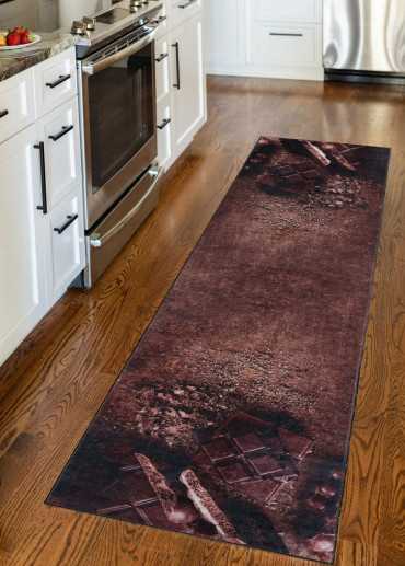 Tapis cuisine lavable marron chocolat MIA 80