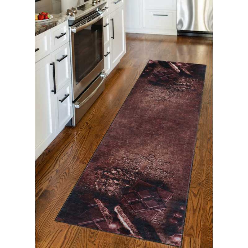 Tapis cuisine lavable marron chocolat MIA 80