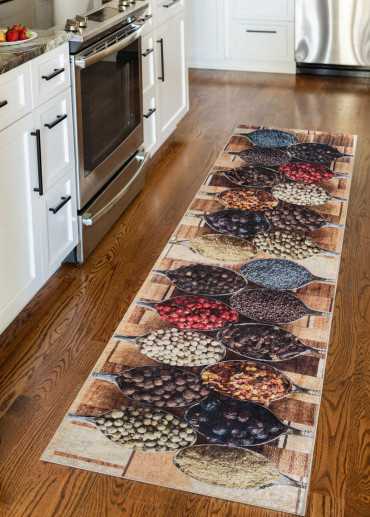 Tapis cuisine lavable beige...