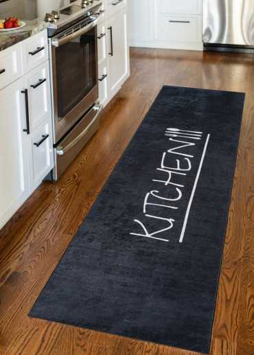 Tapis cuisine lavable noir...