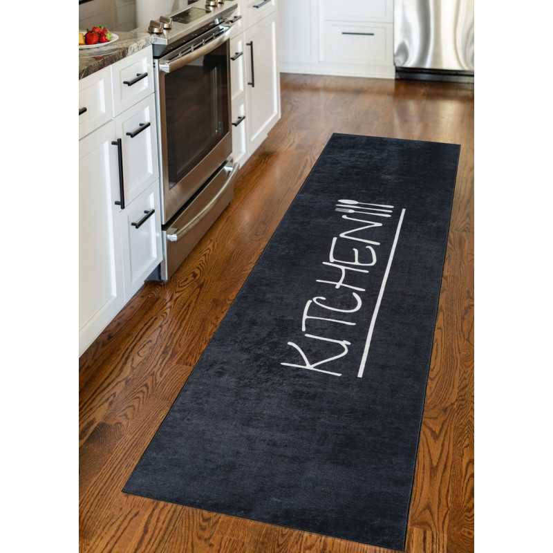 Tapis cuisine lavable noir kitchen MIA 70