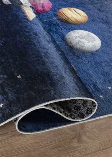 Tapis enfant lavable bleu planètes MIA 15