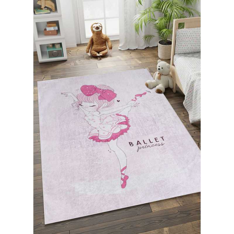 Tapis enfant lavable rose danseuse MIA 970