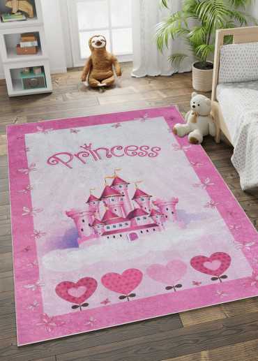 Tapis enfant lavable rose...