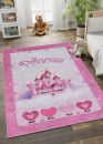 Tapis enfant lavable rose château MIA